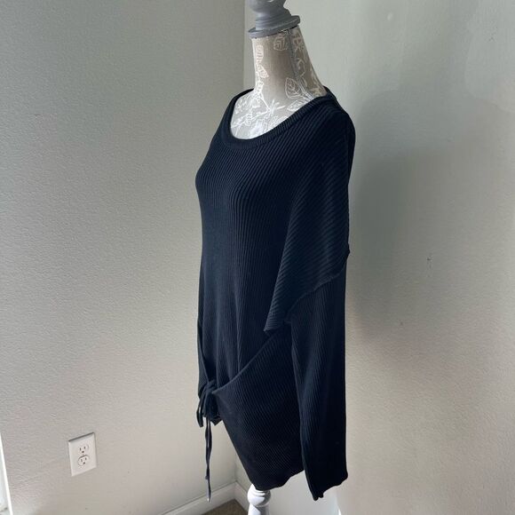 Free People Beach Brig Tie Front Pullover in Black - Picture 5 of 12